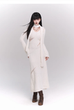 New Fashion White Sweater Style Long-sleeved Dress HZ1024