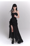 New Fashion Black Chiffon Spaghetti Strap Prom Dress Evening Dress HZ1024
