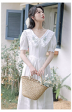 Simple Elegant Floral Design Short Sleeves Women Long Dress HZ1024
