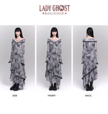 Fashion Butterfly Pattern Gothic Style Bell Sleeve Design Long-sleeved Dress HZ1024