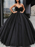 Black tulle long prom dress, black tulle long evening dresss HZ1024