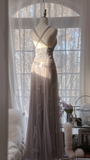 Vintage Light Purple Applique Design Romantic Chiffon Evening Dress Prom Dress HZ1024