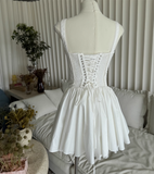 Fashion White Lace Design A-line Lace-up Party Dress Homecoming Dress HZ1024