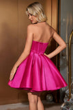 Charming Fuchsia Sweetheart Corset Beading Design A-line Strapless Homecoming Dress HZ1024