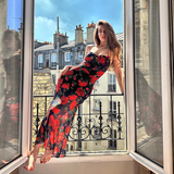 Women New Simple Fashion Yellow High-waist Spaghetti Strap Dress HZ1024