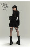 Vintage Black Gothic Bell Sleeve Long-sleeved Dress HZ1024