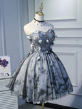 Black Short Prom Dresses, Black Cute Puffy Homecoming Dresses HZ1024
