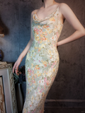 Vintage Floral Spaghetti Strap Sparkling Beaded Design Romantic Chiffon Evening Dress Prom Dress HZ1024