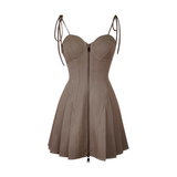 New Fashion Chocolate Brownies Style Design A-line Sleeveless Spaghetti Strap Dress HZ1024