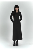 New Fashion Design POLO Style Women Black Long-sleeved Dress HZ1024