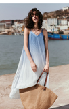 Simple Gradient Color Design Beach Holiday A-line Spaghetti Strap Dress HZ1024