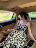 New Fashion Stylish Floral High-waisted Spaghetti Strap Dress HZ1024