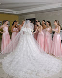 Beautiful Pink Spaghetti Strap Sweetheart A-Line Satin Party Dress Bridesmaid Dress HZ1024