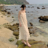 New Fashion Tassels Design Pink Beach Elegant Spaghetti Strap Dress HZ1024