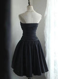 Vintage Black Sweetheart Beading Design A-line Strapless Party Dresses Homecoming Dresses, HZ1024