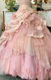 Elegant Pink 3D Flower Sweet 16 Quinceanera A-Line Floor-length Prom Dress Birthday Dress Evening Dress Ball Gown HZ1024