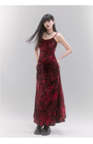 Chic New Design Red Velvet Women Spaghetti Strap Dress HZ1024