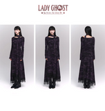 New Gothic Style Fashion Bell Sleeve Design Sense Long-sleeved Split Dress HZ1024