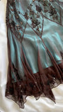Vintage Dark Green Beaded Embroidery Prom Dress Sheath V-neck Evening Dress Formal Dress HZ1024