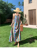 New Elegant Floral Design A-Line Beach Holiday Spaghetti Strap Dress HZ1024