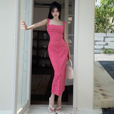 Women New Simple Fashion Slim-fit Spaghetti Strap Dress HZ1024