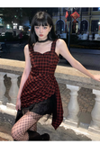 New Fashion Design Sense Red & Black Plaid Spaghetti Strap Dress HZ1024