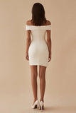 Charming Satin White Off-the shoulder Bodycon Design A-line Homecoming Dress HZ1024