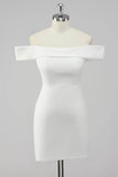 Charming Satin White Off-the shoulder Bodycon Design A-line Homecoming Dress HZ1024