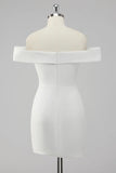 Charming Satin White Off-the shoulder Bodycon Design A-line Homecoming Dress HZ1024