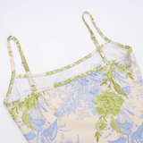 Elegant Floral Spaghetti Strap Mermaid Long Summer Dress Prom Dress Evening Dress HZ1024