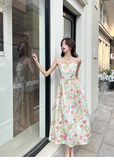New Fashion Floral Design A-line Sleeveless Spaghetti Strap Dress HZ1024