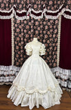 Retro Beige Off-the-shoulder A-Line Satin Quinceanera Dresses Evening Ball Gowns HZ1024