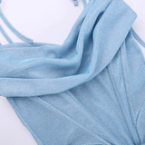 Vintage Shiny Light Blue Spaghetti Strap Mermaid Long Summer Dresses Prom Dress Evening Dress HZ1024