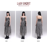 Simple Fashion Gray Rose Flower Design Women Spaghetti Strap Dress HZ1024