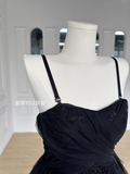 New Fashion Black Design A-line Sleeveless Spaghetti Strap Puffy Dress HZ1024