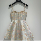 Cute Floral Sweetheart Spaghetti Strap Design Satin Party Dress Homecoming Dress HZ1024