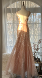 Vintage Champagne Sparkling Sequin Design Romantic Chiffon Evening Dress Prom Dress HZ1024