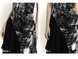 Fashion Black & White Ink Artistic Sense Irregular Design Spaghetti Strap Dress HZ1024