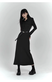 New Fashion Design POLO Style Women Black Long-sleeved Dress HZ1024