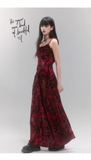 Chic New Design Red Velvet Women Spaghetti Strap Dress HZ1024