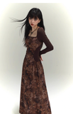 New Floral Pattern Design Women Long-sleeved Dress HZ1024