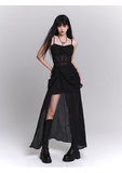 New Fashion Black Chiffon Spaghetti Strap Prom Dress Evening Dress HZ1024