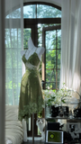 Retro Green Sequin Spaghetti Strap Romantic Sparkling Chiffon Evening Dress Prom Dresses HZ1024