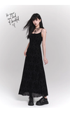 New Vintage High Quality Black Spaghetti Strap Dress HZ1024