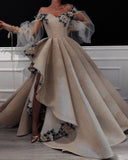 Elegant Sweetheart Floral Embroidery Off-the-shoulder Sweet 16 Quinceanera A-Line Tulle Floor-length Prom Dress Birthday Dress Evening Dress Ball Gown HZ1024