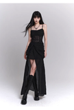 New Fashion Black Chiffon Spaghetti Strap Prom Dress Evening Dress HZ1024