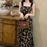 New Elegant Floral Design Slim Spaghetti Strap Dress HZ1024