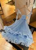 Cute Pleated Ruffle Short A-Line Party Dress Cocktail Dress Homecoming Dress HZ1024