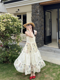 New Fashion Floral Design Beach Holiday A-line Sleeveless Vintage Dress HZ1024