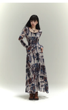 New Fashion Floral Pattern Design Women Long-sleeved Dress HZ1024